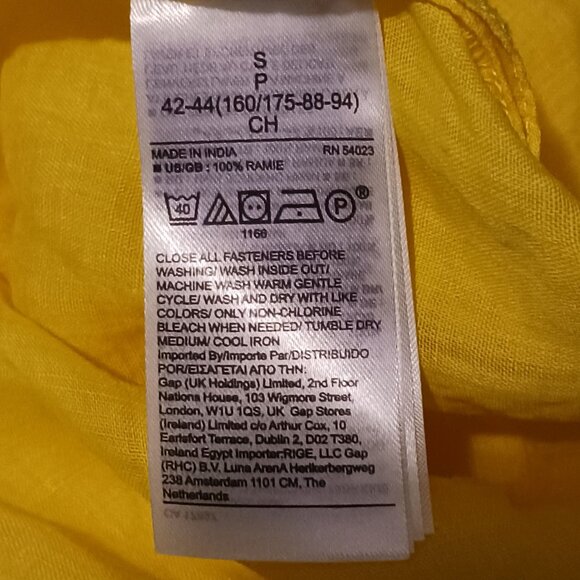 Banana Republic Rami Yellow High Neck Puff Sleeve Blouse  Size‎ S - Picture 8 of 10